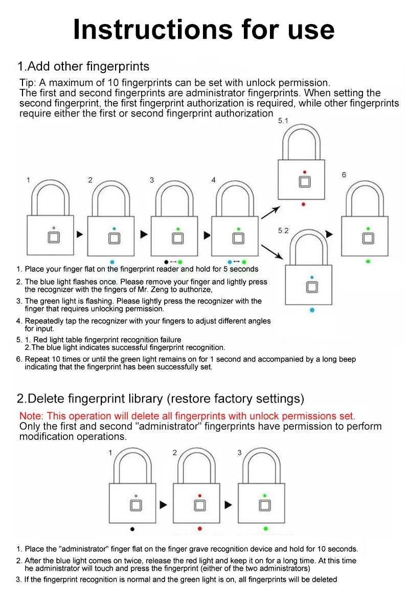 Outdoor Waterproof Smart padlock Keyless Fingerprint Lock Finger Print Metal Door Lock USB Rechargeable Quick unlock Zinc Alloy